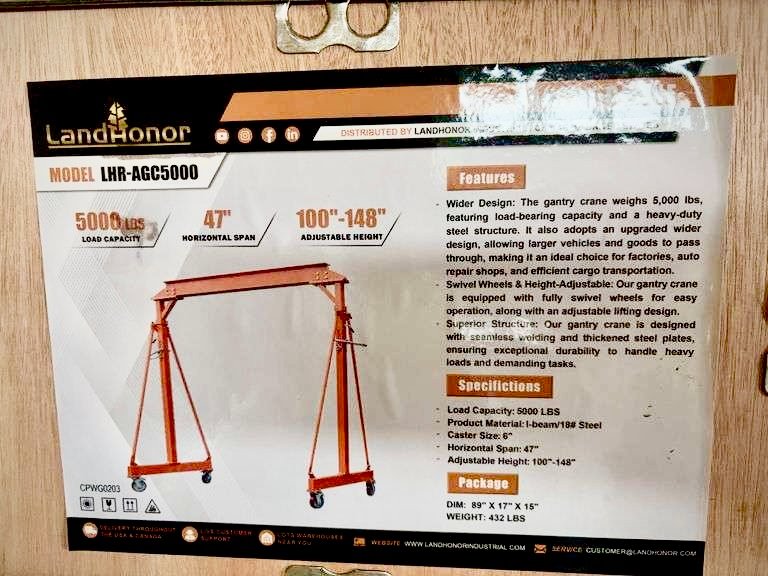 New 5000lb Gantry Crane